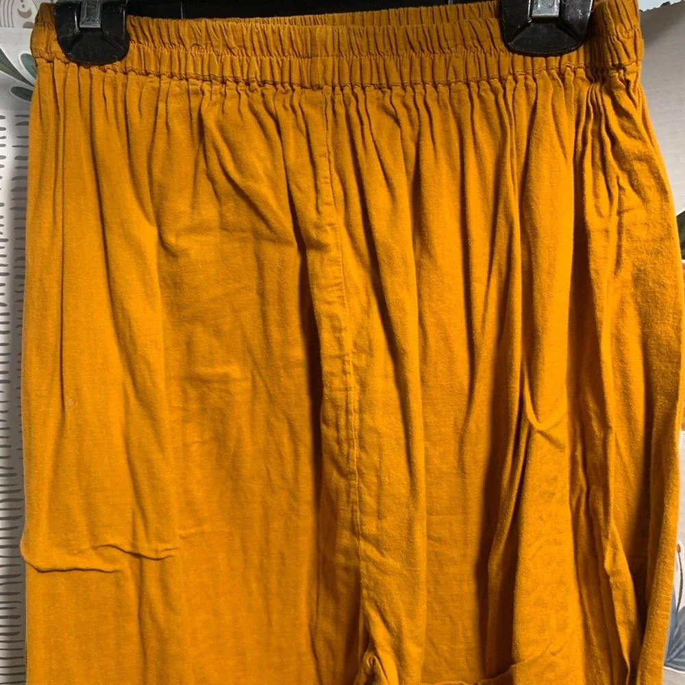 Women’s Casual Elastic Waist Trousers - Mustard - Picture 2 of 4